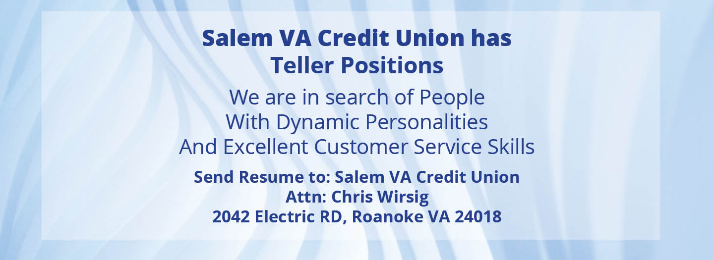 20_SalemVA_Teller position_web banner SalemVA Credit Union