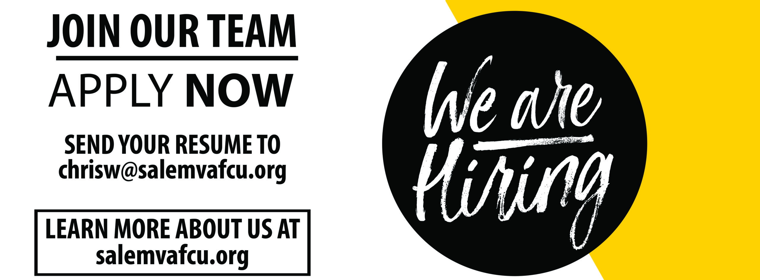 Updated Now Hiring SalemVA Credit Union